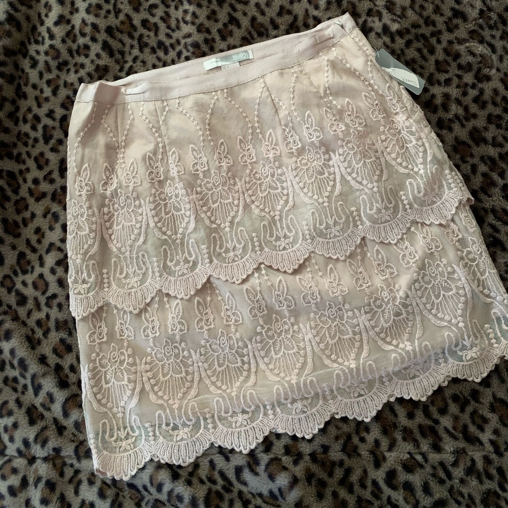 5 for $20 - Blush Colored Lace Overlay Skirt